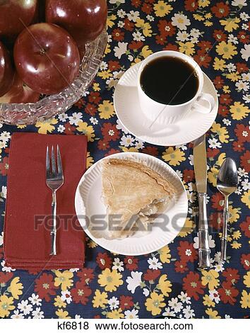 1960S Apple Pie And Coffee On Table With Place Settings Bowl Of Apples View Large Photo Image Stock Photo - 1960S Apple Pie And Coffee On Table With Place Settings Bowl Of Apples. Fotosearch