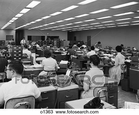1960S Back View Of Men And Women At Typewriters View Large Photo Image Stock Image - 1960S Back View Of Men And Women At Typewriters . Fotosearch