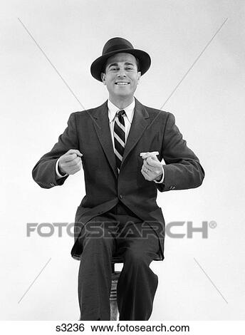 1960S Businessman Pretending To Drive Imaginary Car View Large Photo Image Stock Photograph - 1960S Businessman Pretending To Drive Imaginary Car . Fotosearch