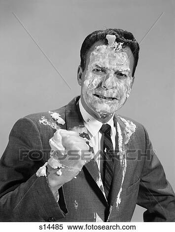1960S Businessmen Portrait With Foam Icing Smeared Over Face View Large Photo Image Stock Photography - 1960S Businessmen Portrait With Foam Icing Smeared Over Face . Fotosearch