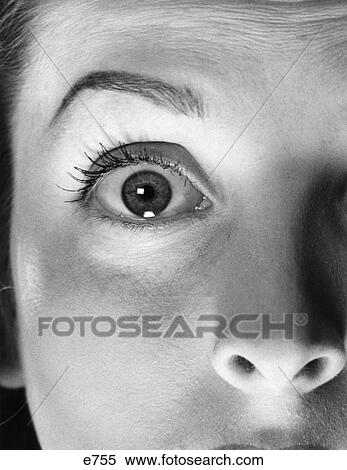 1960S Close-Up Of Woman'S Eye & Nose Eye Opened Very Wide With Arched Brow View Large Photo Image Stock Photography - 1960S Close-Up Of Woman'S Eye & Nose Eye Opened Very Wide With Arched Brow . Fotosearch