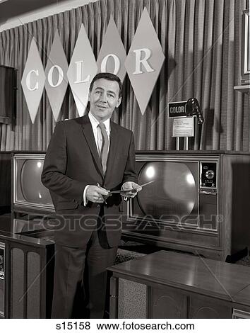 1960S Color Tv Salesman Facing Camera View Large Photo Image Stock Photo - 1960S Color Tv Salesman Facing Camera . Fotosearch