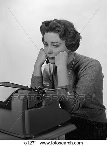 1960S Depressed Secretary At Typewriter View Large Photo Image Stock Image - 1960S Depressed Secretary At Typewriter . Fotosearch