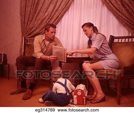 1960S Family In Living Room View Large Photo Image Stock Photo - 1960S Family In Living Room. Fotosearch