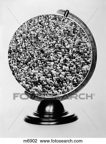 1960S Globe On Stand With Shot Of Large Crowd Superimposed Over Map View Large Photo Image Stock Image - 1960S Globe On Stand With Shot Of Large Crowd Superimposed Over Map . Fotosearch