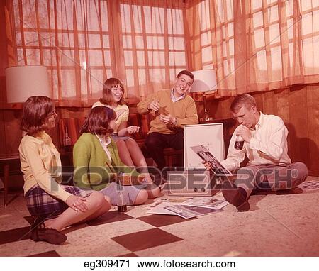 1960S Group Of Teens Playing Records View Large Photo Image Stock Image - 1960S Group Of Teens Playing Records. Fotosearch
