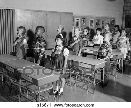 1960S Kids Saying Pledge Of Allegiance In Classroom View Large Photo Image Stock Image - 1960S Kids Saying Pledge Of Allegiance In Classroom . Fotosearch
