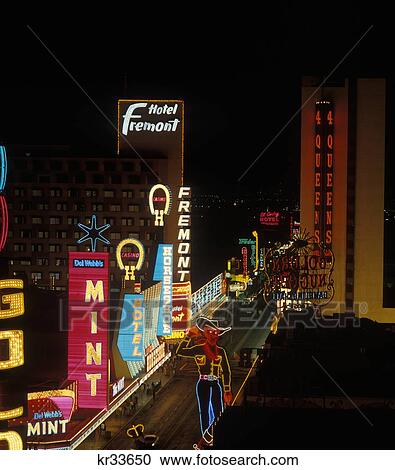 1960S Las Vegas Fremont Street View Large Photo Image Stock Image - 1960S Las Vegas Fremont Street. Fotosearch