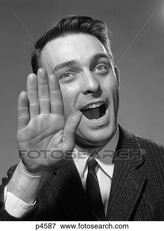 1960S Man Hand Up Stop Halt Gesture View Large Photo Image Stock Photo - 1960S Man Hand Up Stop Halt Gesture . Fotosearch