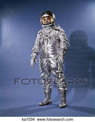 1960'S Man In Silver Astronaut Space Suit And Helmet View Large Photo Image Picture - 1960'S Man In Silver Astronaut Space Suit And Helmet . Fotosearch