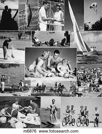 Stock Photograph - 1960S Montage Of People Engaging In Various Recreational Activities . Fotosearch