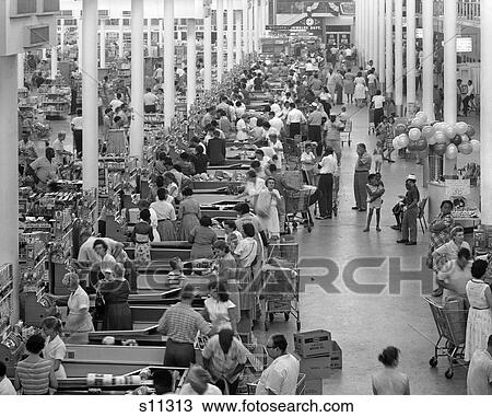 1960S Partial Overhead Of Row Of Busy Checkout Counters In Grocery Store View Large Photo Image Stock Image - 1960S Partial Overhead Of Row Of Busy Checkout Counters In Grocery Store . Fotosearch