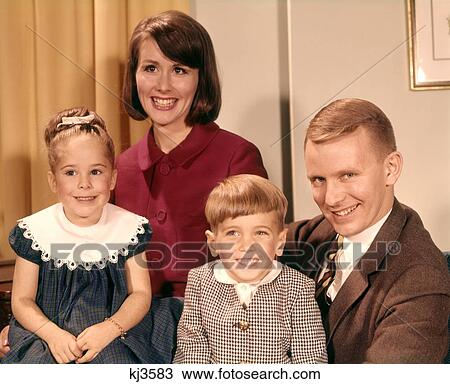 1960S Portrai Of Mother And Father With Son And Daughter Man Woman Boy Girl View Large Photo Image Stock Image - 1960S Portrai Of Mother And Father With Son And Daughter Man Woman Boy Girl . Fotosearch