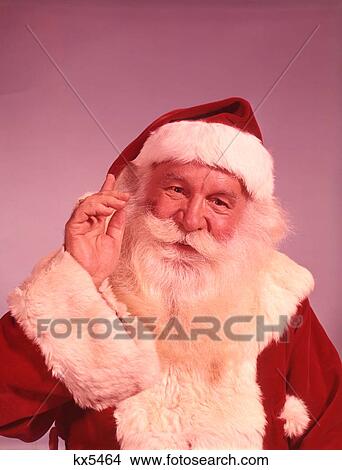 1960S Portrait Of Smiling Santa Claus Holding Up Hand View Large Photo Image Picture - 1960S Portrait Of Smiling Santa Claus Holding Up Hand . Fotosearch
