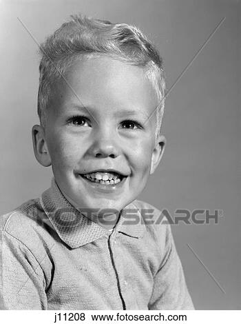 Stock Photo - 1960S Smiling Blonde Boy 6 Years Portrait School Photo . Fotosearch