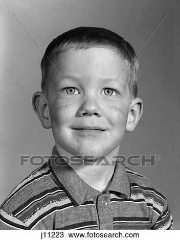 1960S Smiling Boy Portrait Striped Tee Shirt School Photo View Large Photo Image Stock Image - 1960S Smiling Boy Portrait Striped Tee Shirt School Photo . Fotosearch
