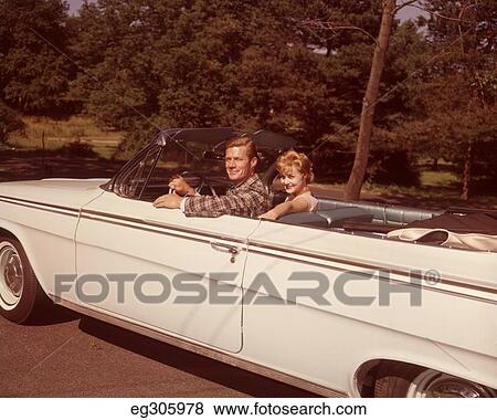 1960S Smiling Couple White Convertible Car View Large Photo Image Stock Photo - 1960S Smiling Couple White Convertible Car. Fotosearch