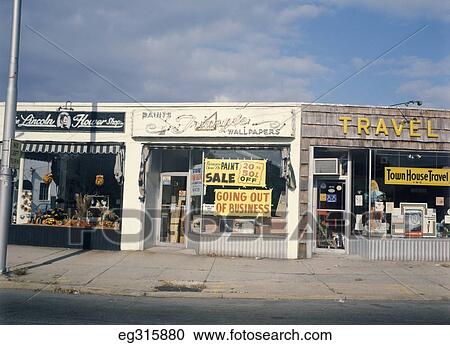 1960S Street With Store Front Businesses View Large Photo Image Stock Image - 1960S Street With Store Front Businesses. Fotosearch