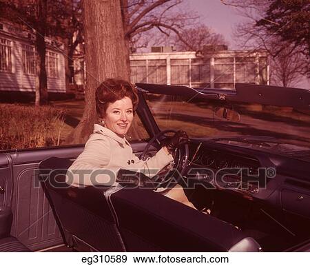 1960S Woman In Convertible Car View Large Photo Image Stock Photo - 1960S Woman In Convertible Car. Fotosearch