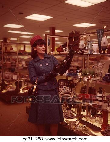 1960S Woman Shopping Department Store View Large Photo Image Stock Photo - 1960S Woman Shopping Department Store. Fotosearch