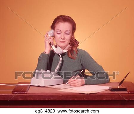 1960S Woman Talking On Telephone View Large Photo Image Stock Image - 1960S Woman Talking On Telephone. Fotosearch