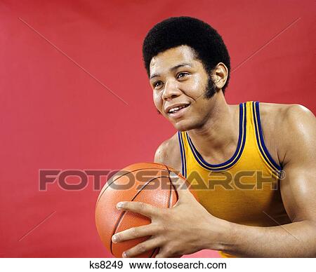 1970 1970S Retro Man Tanktop Basketball Smile View Large Photo Image Stock Photo - 1970 1970S Retro Man Tanktop Basketball Smile. Fotosearch