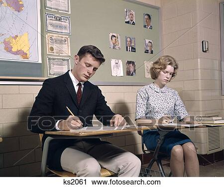 College Students Collegiate Studying Man Woman Desk Test 1960 1960S Retro View Large Photo Image Stock Image - College Students Collegiate Studying Man Woman Desk Test 1960 1960S Retro. Fotosearch
