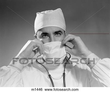 Stock Photograph - Doctor Mask Operation Medical 1960 1960S Retro. Fotosearch