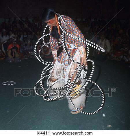 Stock Image - Native American Man Performing Hoop DanceAt Pow Wow Nez Perce. Fotosearch