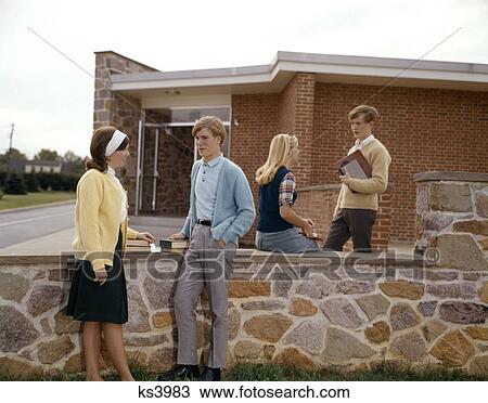 Students College Collegiate Campus Books Men Women 1960 1960S Retro View Large Photo Image Stock Image - Students College Collegiate Campus Books Men Women 1960 1960S Retro. Fotosearch