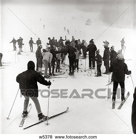 Pictures of 1960 1960S Winter Skiing Group Men Women Children Snow ...