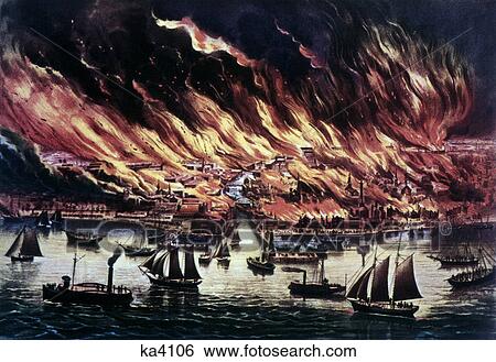 1800s lithograph great chicago fire october 8th 1871 waterfront at chicago river and lake michigan View Large Photo Image Stock Photograph - 1800s lithograph great chicago fire october 8th 1871 waterfront at chicago river and lake michigan . Fotosearch