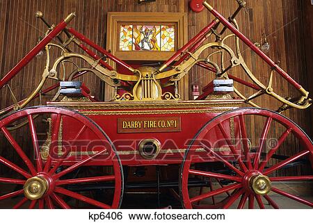 Stock Photograph - 1846 double end hand pumper fireman's hall national fire house and museum philadelphia, pennsylvania. Fotosearch