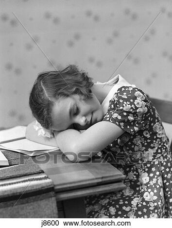 1940s child sleeping head on table resting View Large Photo Image Stock Image - 1940s child sleeping head on table resting. Fotosearch