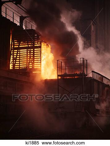 1960s 1970s glowing coke oven steel mill production plant conshohocken pennsylvania View Large Photo Image Stock Photography - 1960s 1970s glowing coke oven steel mill production plant conshohocken pennsylvania. Fotosearch