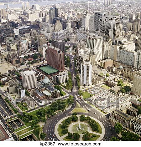 1960s 1970s philadelphia pa aerial view of city downtown logan circle foreground city hall background View Large Photo Image Stock Photo - 1960s 1970s philadelphia pa aerial view of city downtown logan circle foreground city hall background. Fotosearch