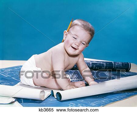 1960s baby eyes closed funny facial expression crawling on rolling out blueprints View Large Photo Image Stock Photography - 1960s baby eyes closed funny facial expression crawling on rolling out blueprints. Fotosearch