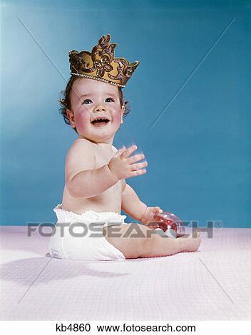 1960s baby wearing crown View Large Photo Image Stock Image - 1960s baby wearing crown. Fotosearch
