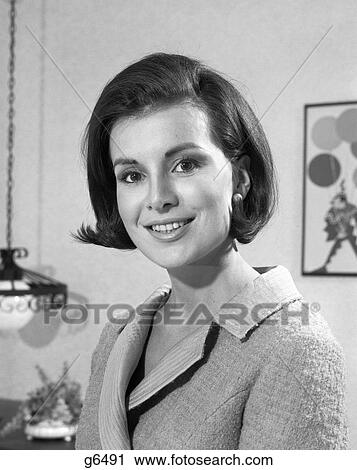 1960s brunette woman smile View Large Photo Image Stock Image - 1960s brunette woman smile. Fotosearch
