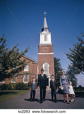 1960s family walking from red brick church View Large Photo Image Stock Image - 1960s family walking from red brick church. Fotosearch