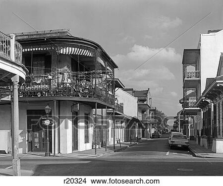 Picture - 1960s french quarter new orleans street scene. Fotosearch