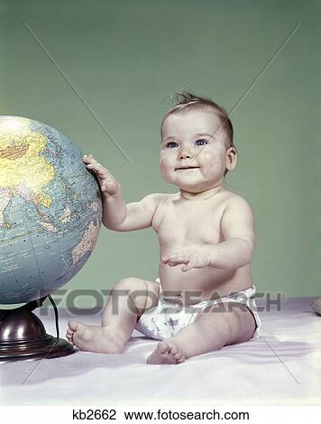 1960s globe baby View Large Photo Image Stock Image - 1960s globe baby. Fotosearch