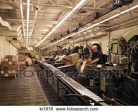 1960s industry factory conveyor belt boxing data processing cards View Large Photo Image Stock Photograph - 1960s industry factory conveyor belt boxing data processing cards. Fotosearch