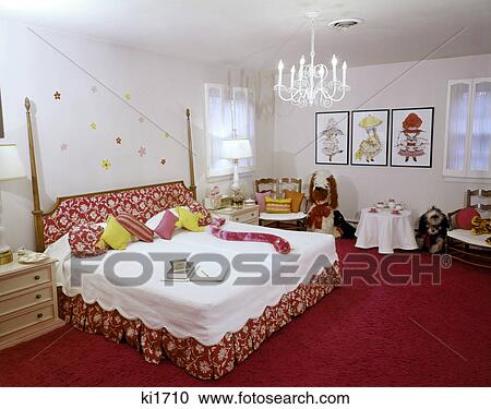 1960s Interior Juvenile Girls Bedroom Stock Image Ki1710