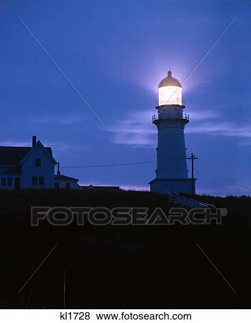 1960s lighthouse at night portland maine me View Large Photo Image Stock Photo - 1960s lighthouse at night portland maine me. Fotosearch