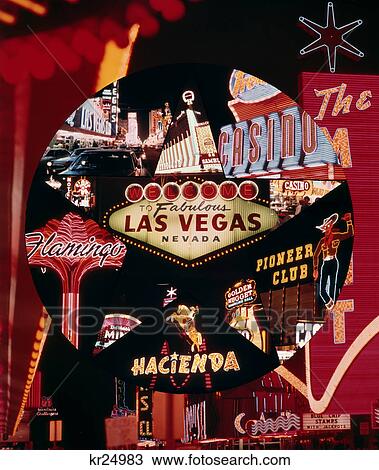 1960s montage las vegas casino neon signs at night View Large Photo Image Stock Image - 1960s montage las vegas casino neon signs at night. Fotosearch