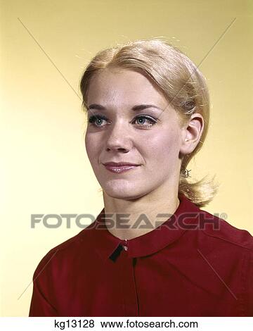 1960s portrait smiling young blond woman wearing red blouse View Large Photo Image Stock Photo - 1960s portrait smiling young blond woman wearing red blouse. Fotosearch
