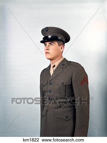 1960s portrait young man standing at attention wearing marine uniform View Large Photo Image Stock Image - 1960s portrait young man standing at attention wearing marine uniform. Fotosearch