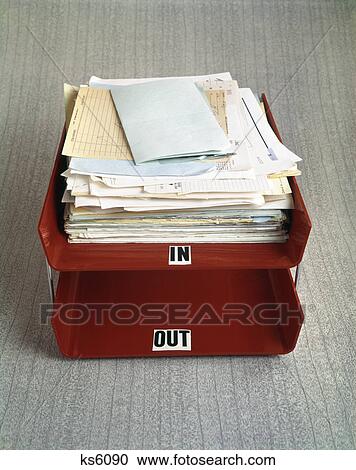1960s red office letter tray in and out bin in filled with paperwork View Large Photo Image Stock Image - 1960s red office letter tray in and out bin in filled with paperwork. Fotosearch