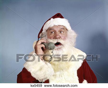 1960s santa claus talking on telephone View Large Photo Image Stock Photo - 1960s santa claus talking on telephone. Fotosearch